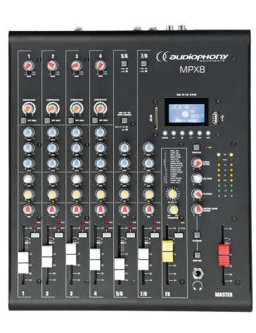 console de mixage audiophony mpx8 8 canaux avec effets et
